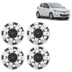 Premium Quality Car Full Wheel Cover Caps Clip Type 12 inches (30.48 cm) (Smart) (Double Colour Silver-Black) For i20