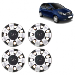 Premium Quality Car Full Wheel Cover Caps Clip Type 12 inches (30.48 cm) (Smart) (Double Colour Silver-Black) For Indica Vista New