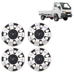 Premium Quality Car Full Wheel Cover Caps Clip Type 12 inches (30.48 cm) (Smart) (Double Colour Silver-Black) For Tata Ace