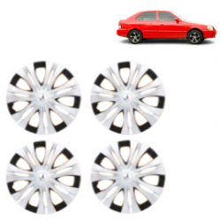 Premium Quality Car Full Wheel Cover Caps Clip Type 12 inches (30.48 cm) (Spider) (Double Colour Silver-Black) For Accent Viva