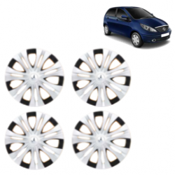 Premium Quality Car Full Wheel Cover Caps Clip Type 12 inches (30.48 cm) (Spider) (Double Colour Silver-Black) For Indica Vista New