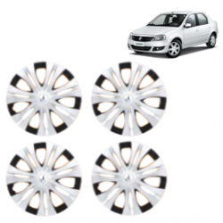 Premium Quality Car Full Wheel Cover Caps Clip Type 12 inches (30.48 cm) (Spider) (Double Colour Silver-Black) For Logan