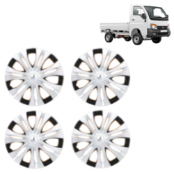 Premium Quality Car Full Wheel Cover Caps Clip Type 12 inches (30.48 cm) (Spider) (Double Colour Silver-Black) For Tata Ace