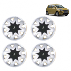 Premium Quality Car Full Wheel Cover Caps Clip Type 12 inches (30.48 cm) (Star) (Double Colour Silver-Black) For Celerio