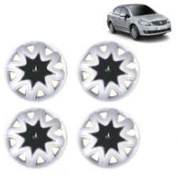 Premium Quality Car Full Wheel Cover Caps Clip Type 12 inches (30.48 cm) (Star) (Double Colour Silver-Black) For SX4