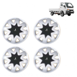 Premium Quality Car Full Wheel Cover Caps Clip Type 12 inches (30.48 cm) (Star) (Double Colour Silver-Black) For Tata Ace