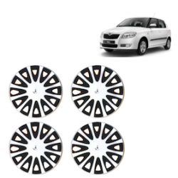 Premium Quality Car Full Wheel Cover Caps Clip Type 12 inches (30.48 cm) (Tracer) (Double Colour Silver-Black) For Fabia