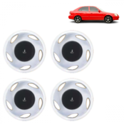 Premium Quality Car Full Wheel Cover Caps Clip Type 12 Inches (Amazer) (Double Colour Silver-Black) For Accent Viva