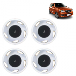 Premium Quality Car Full Wheel Cover Caps Clip Type 12 Inches (Amazer) (Double Colour Silver-Black) For Alto New Model