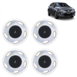 Premium Quality Car Full Wheel Cover Caps Clip Type 12 Inches (Amazer) (Double Colour Silver-Black) For Baleno New Model