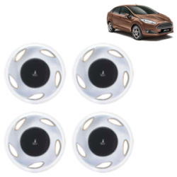 Premium Quality Car Full Wheel Cover Caps Clip Type 12 Inches (Amazer) (Double Colour Silver-Black) For Fiesta