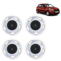 Premium Quality Car Full Wheel Cover Caps Clip Type 12 Inches (Amazer) (Double Colour Silver-Black) For Figo