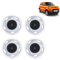 Premium Quality Car Full Wheel Cover Caps Clip Type 12 Inches (Amazer) (Double Colour Silver-Black) For S-Presso