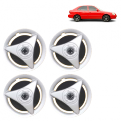 Premium Quality Car Full Wheel Cover Caps Clip Type 12 Inches (ATR) (Double Colour Silver-Black) For Accent Viva