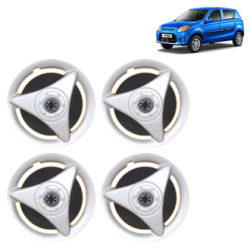 Premium Quality Car Full Wheel Cover Caps Clip Type 12 Inches (ATR) (Double Colour Silver-Black) For Alto 800