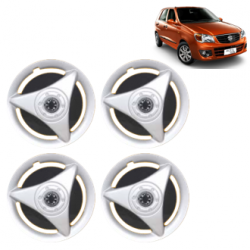 Premium Quality Car Full Wheel Cover Caps Clip Type 12 Inches (ATR) (Double Colour Silver-Black) For Alto K-10