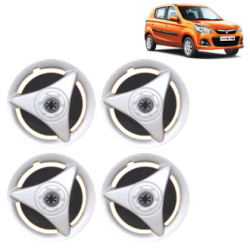 Premium Quality Car Full Wheel Cover Caps Clip Type 12 Inches (ATR) (Double Colour Silver-Black) For Alto K-10 New Model