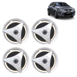 Premium Quality Car Full Wheel Cover Caps Clip Type 12 Inches (ATR) (Double Colour Silver-Black) For Baleno New Model