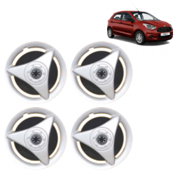 Premium Quality Car Full Wheel Cover Caps Clip Type 12 Inches (ATR) (Double Colour Silver-Black) For Figo