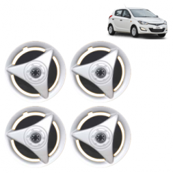 Premium Quality Car Full Wheel Cover Caps Clip Type 12 Inches (ATR) (Double Colour Silver-Black) For i20