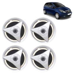 Premium Quality Car Full Wheel Cover Caps Clip Type 12 Inches (ATR) (Double Colour Silver-Black) For Indica Vista New