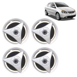 Premium Quality Car Full Wheel Cover Caps Clip Type 12 Inches (ATR) (Double Colour Silver-Black) For Indigo New Model