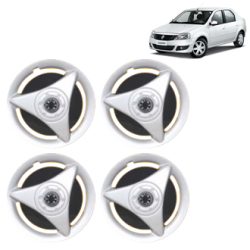 Premium Quality Car Full Wheel Cover Caps Clip Type 12 Inches (ATR) (Double Colour Silver-Black) For Logan