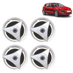 Premium Quality Car Full Wheel Cover Caps Clip Type 12 Inches (ATR) (Double Colour Silver-Black) For Polo