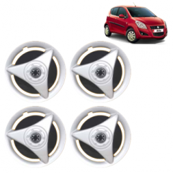 Premium Quality Car Full Wheel Cover Caps Clip Type 12 Inches (ATR) (Double Colour Silver-Black) For Ritz