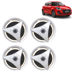 Premium Quality Car Full Wheel Cover Caps Clip Type 12 Inches (ATR) (Double Colour Silver-Black) For Swift New