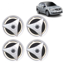 Premium Quality Car Full Wheel Cover Caps Clip Type 12 Inches (ATR) (Double Colour Silver-Black) For SX4