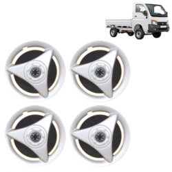 Premium Quality Car Full Wheel Cover Caps Clip Type 12 Inches (ATR) (Double Colour Silver-Black) For Tata Ace