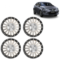 Premium Quality Car Full Wheel Cover Caps Clip Type 12 Inches (Camry A) (Double Colour Silver-Black) For Baleno New Model