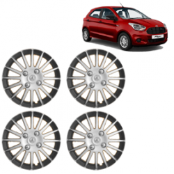 Premium Quality Car Full Wheel Cover Caps Clip Type 12 Inches (Camry A) (Double Colour Silver-Black) For Figo
