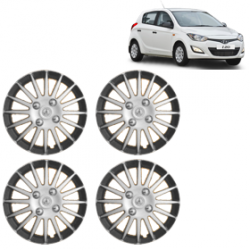 Premium Quality Car Full Wheel Cover Caps Clip Type 12 Inches (Camry A) (Double Colour Silver-Black) For i20