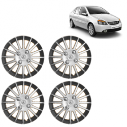 Premium Quality Car Full Wheel Cover Caps Clip Type 12 Inches (Camry A) (Double Colour Silver-Black) For Indigo New Model