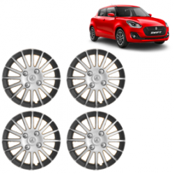 Premium Quality Car Full Wheel Cover Caps Clip Type 12 Inches (Camry A) (Double Colour Silver-Black) For Swift New