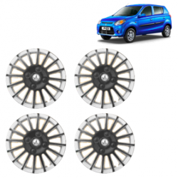 Premium Quality Car Full Wheel Cover Caps Clip Type 12 Inches (Camry B) (Double Colour Silver-Black) For Alto 800