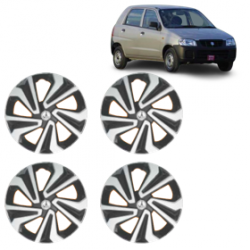 Premium Quality Car Full Wheel Cover Caps Clip Type 12 Inches (Corona A) (Double Colour Silver-Black) For Alto
