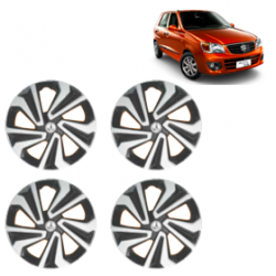 Premium Quality Car Full Wheel Cover Caps Clip Type 12 Inches (Corona A) (Double Colour Silver-Black) For Alto K-10