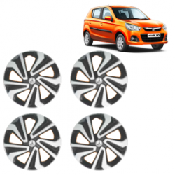 Premium Quality Car Full Wheel Cover Caps Clip Type 12 Inches (Corona A) (Double Colour Silver-Black) For Alto K-10 New Model