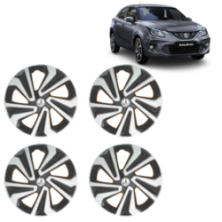 Premium Quality Car Full Wheel Cover Caps Clip Type 12 Inches (Corona A) (Double Colour Silver-Black) For Baleno New Model