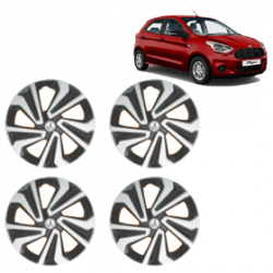 Premium Quality Car Full Wheel Cover Caps Clip Type 12 Inches (Corona A) (Double Colour Silver-Black) For Figo