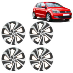 Premium Quality Car Full Wheel Cover Caps Clip Type 12 Inches (Corona A) (Double Colour Silver-Black) For Polo