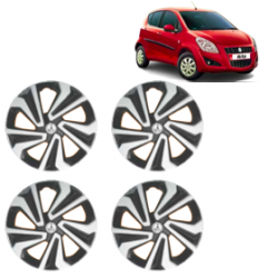 Premium Quality Car Full Wheel Cover Caps Clip Type 12 Inches (Corona A) (Double Colour Silver-Black) For Ritz