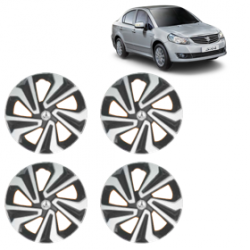 Premium Quality Car Full Wheel Cover Caps Clip Type 12 Inches (Corona A) (Double Colour Silver-Black) For SX4