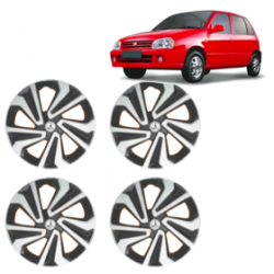 Premium Quality Car Full Wheel Cover Caps Clip Type 12 Inches (Corona A) (Double Colour Silver-Black) For Zen