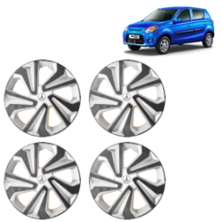 Premium Quality Car Full Wheel Cover Caps Clip Type 12 Inches (Corona B) (Double Colour Silver-Black) For Alto 800