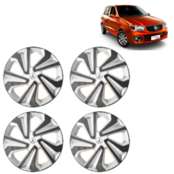 Premium Quality Car Full Wheel Cover Caps Clip Type 12 Inches (Corona B) (Double Colour Silver-Black) For Alto K-10