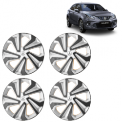 Premium Quality Car Full Wheel Cover Caps Clip Type 12 Inches (Corona B) (Double Colour Silver-Black) For Baleno New Model